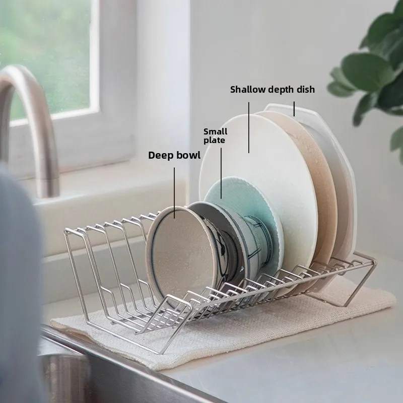 

Vertical Drainer Rack 304 Stainless Steel Dish Drying Stand Space Saving Utensil Holder 10-Slot Countertop Organizer for Bowls