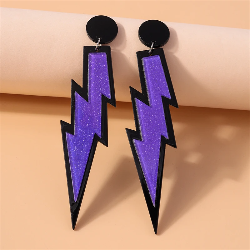 Koreanischen Stil Bonbonfarben Acryl Blitz Ohrstecker für Frauen Mädchen Party Festival Schmuck Geschenke – Detail 7
