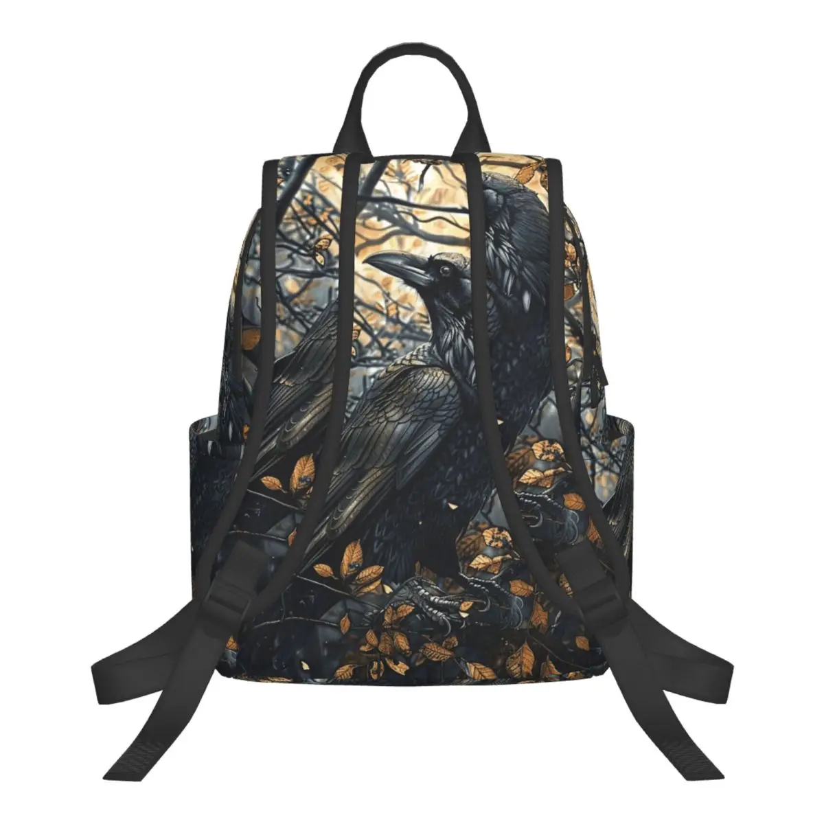 Gothic Raven On Branch Student Backpack School Bag Hiking Travel Daypack for Boys Girls Bookbag Shoulder Bags