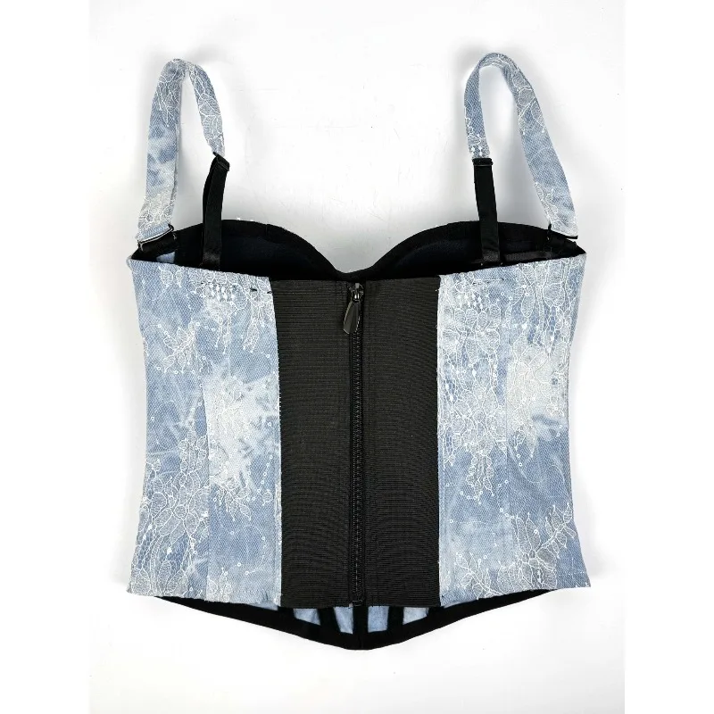 Ropa interior Sexy para esculpir el cuerpo, bordado fino de encaje, estilo clásico, hueso de pescado, pecho, transfronterizo, nuevo, Top de tubo con tirantes vaqueros Retro