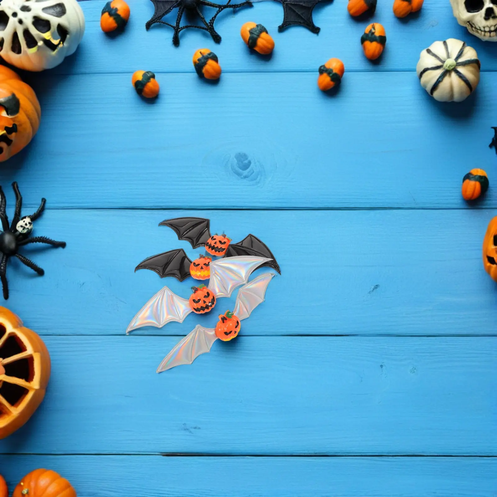 8Pcs Halloween Hair Clips Pumpkin Bat Wings Hairpin Side Clip Lightweight Gothic Halloween Party Cosplay Accessories