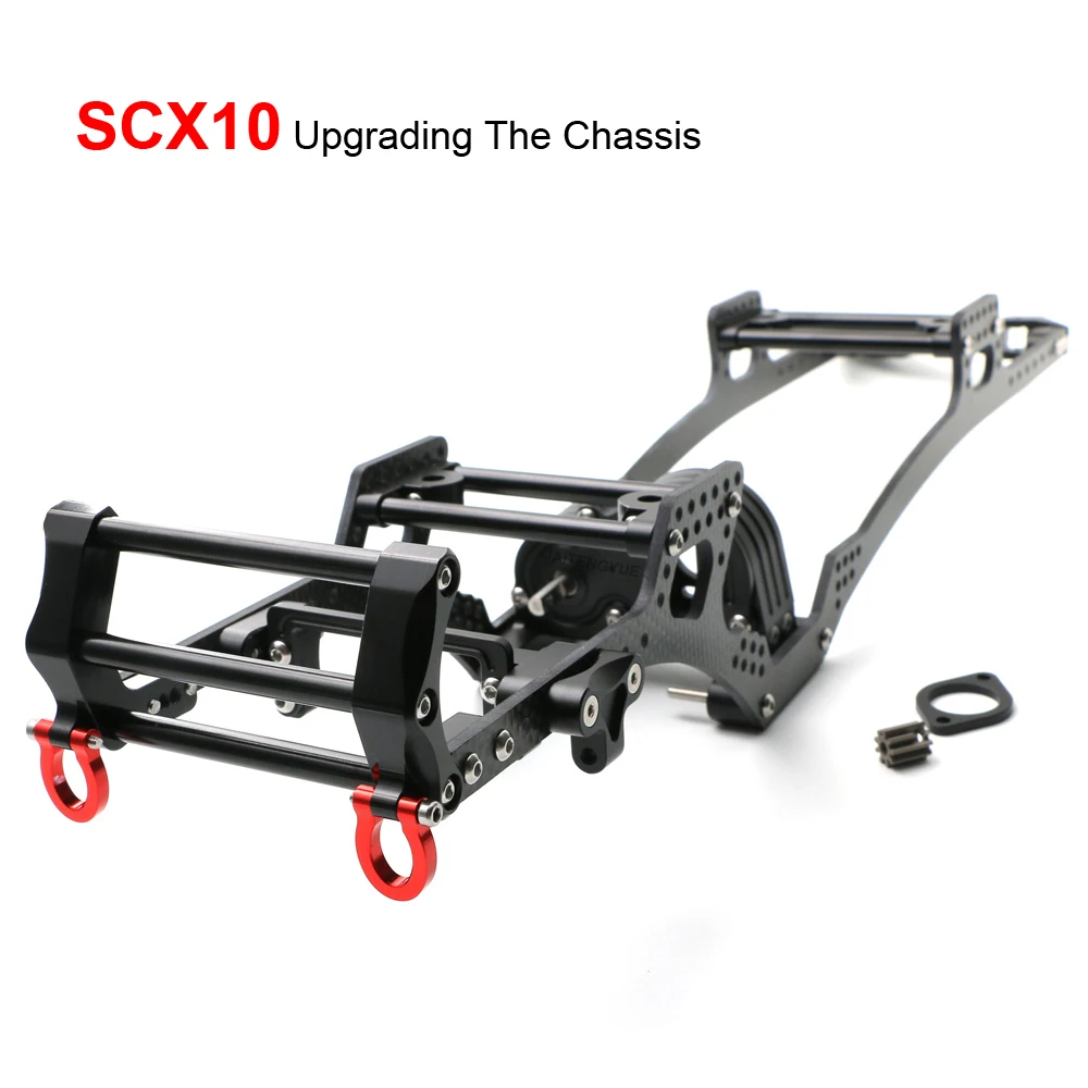 

JTY Axial SCX10 Carbon Fiber Chassis Kit Frame Rail V2 Gearbox Skid Plate Bumper Upgrade Set For 110 RC Climbing Car DIY Parts