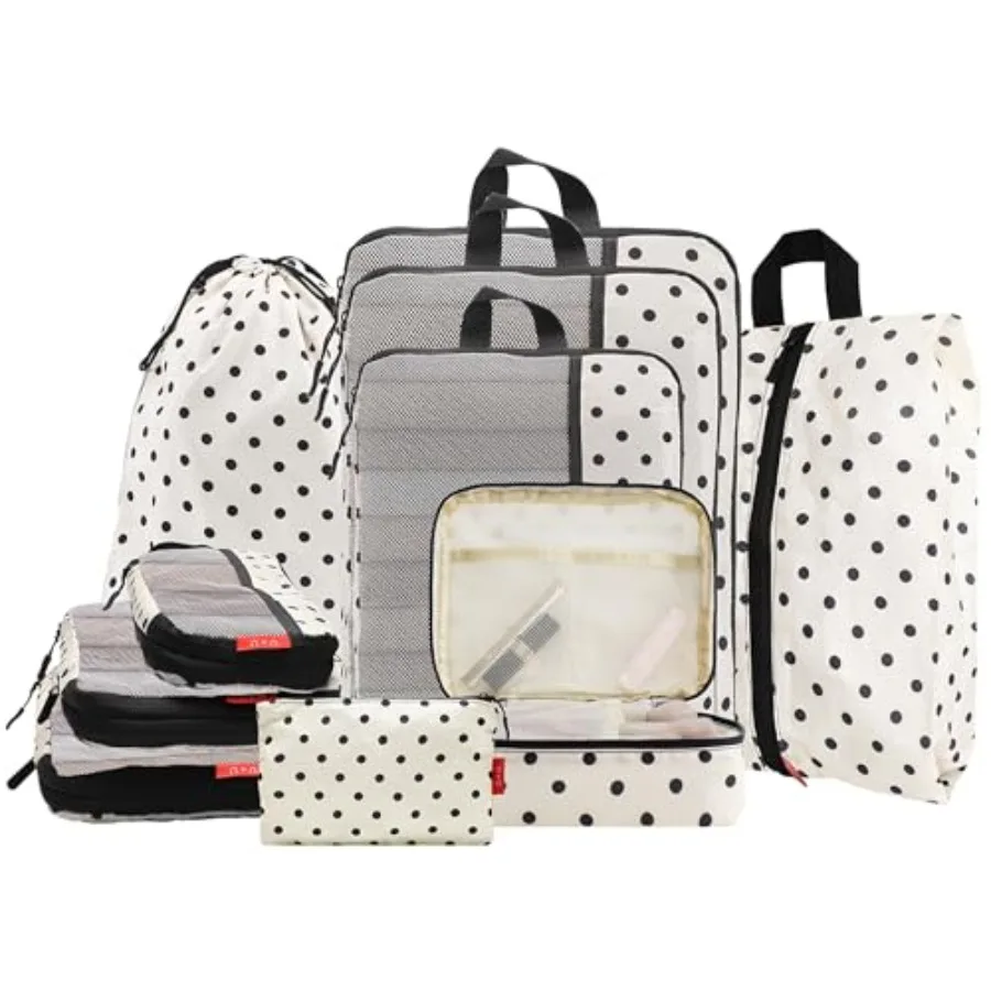

Compression Packing Cubes - Travel Organizers with Laundry Bag, Space-Saving Suitcase Organizer, Expandable Packing Organizers