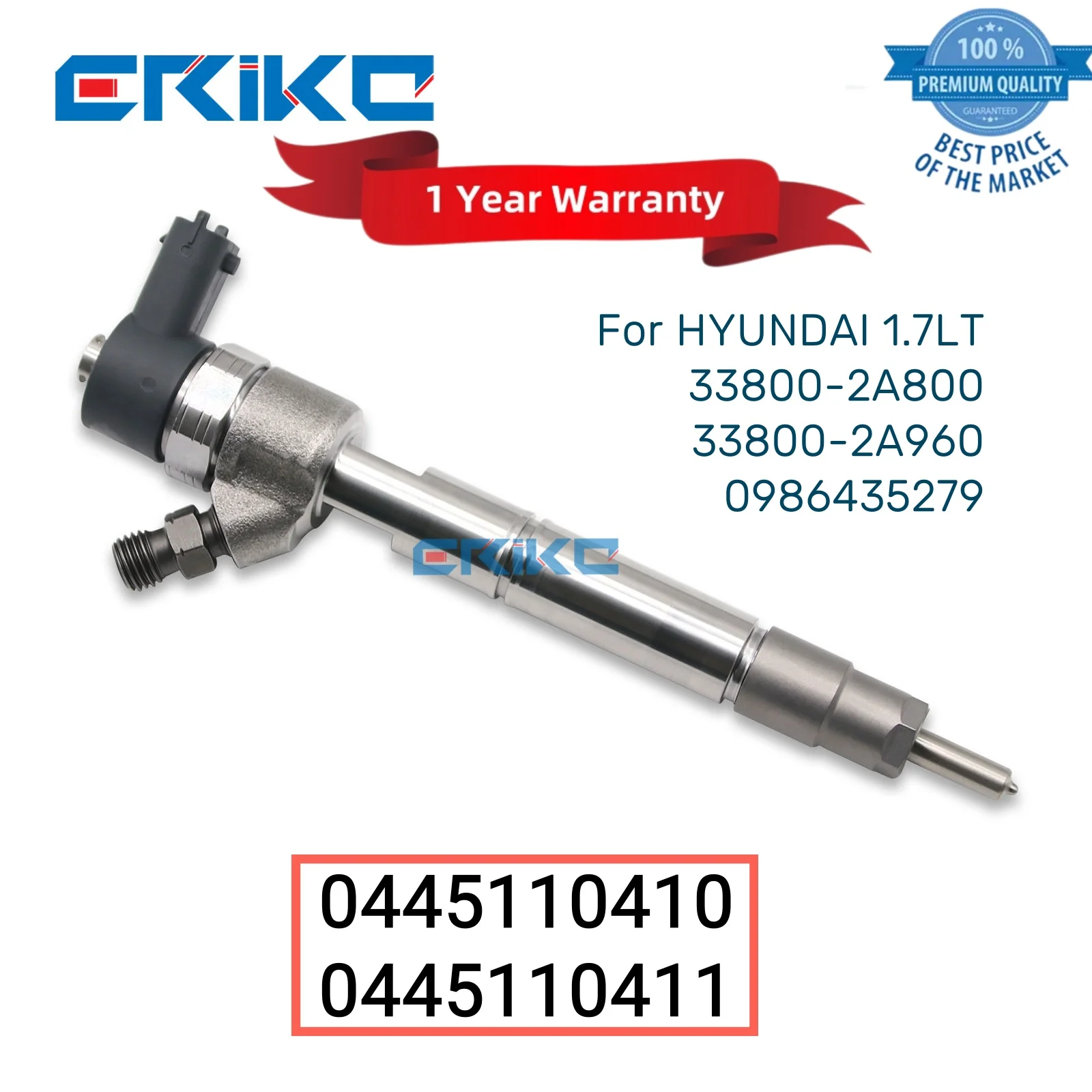 

0445110410 Common Rail Injector 0445110411 33800-2A800 Diesel Fuel Injection 33800-2A960 0986435279 for HYUNDAL 1.7LT