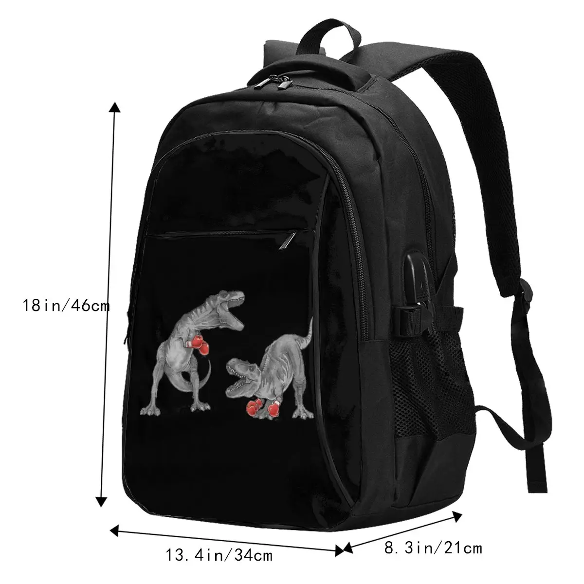 T-REX BOXING Klasyczne plecaki USB Racerback Fashion Tote Travel Hiking Port USB Torby na notebooki