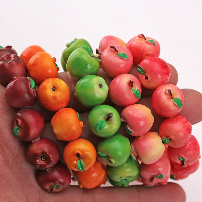 5pcs 14x15mm 3D Resin Simulation Apple Horizontal Hole Fruit Pendant Beads For DIY Jewelry Bracelet Earrings Accessories