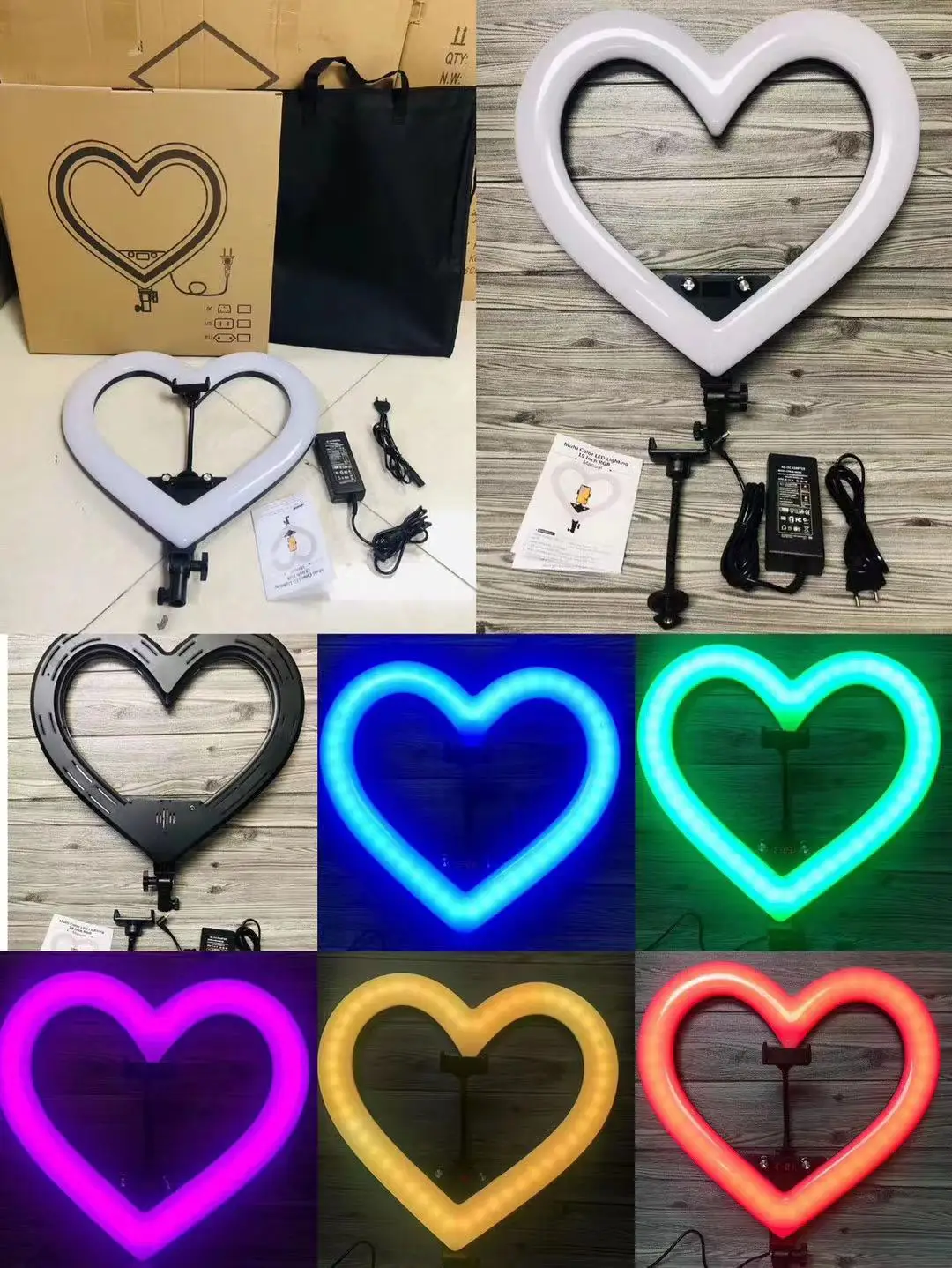 Sell Well Dimmable 19 Inch Makeup Heart Shaped Ring Light Led Selfie Ring Light with Cell Phone Holder Tripod Stand