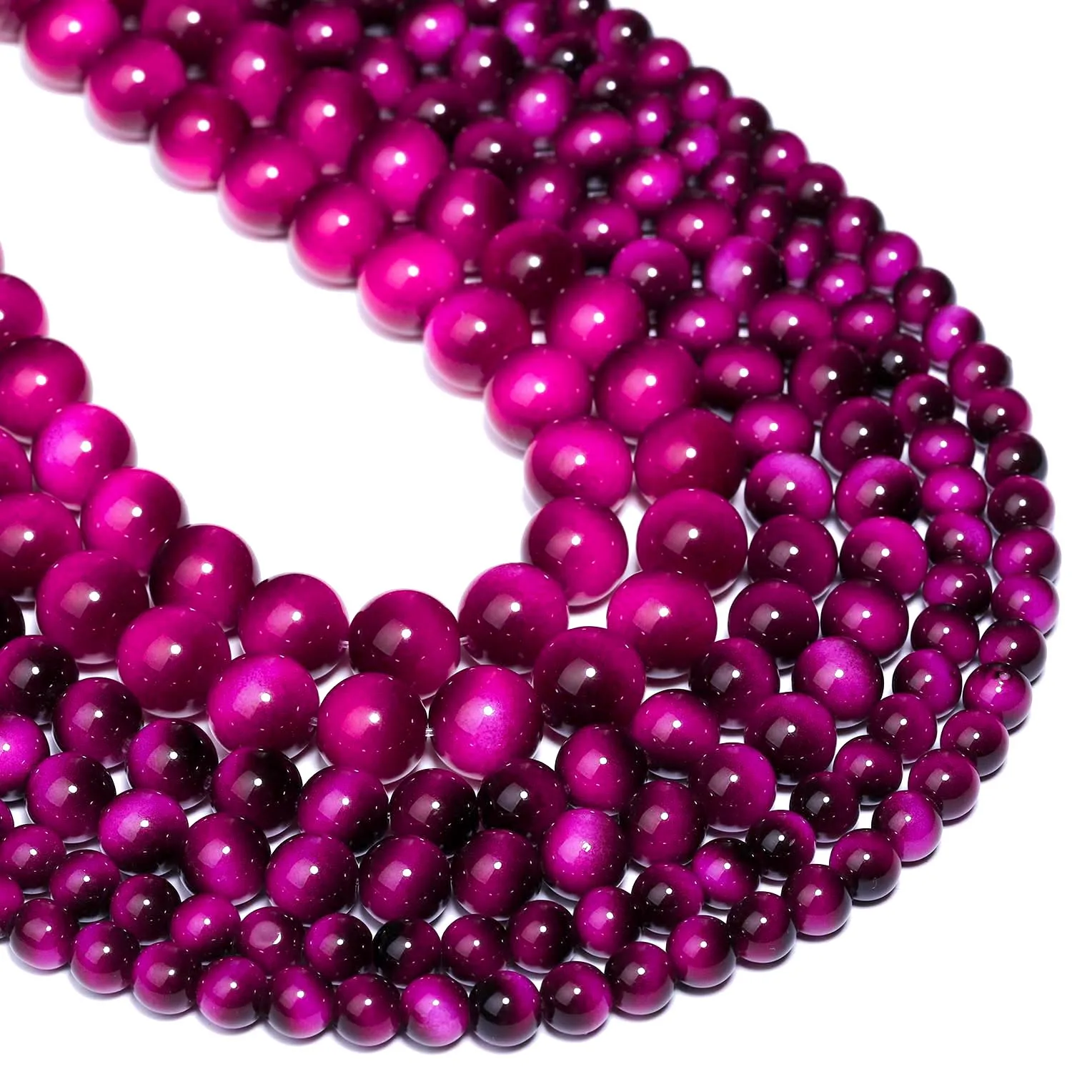 6 8 10 12mm Rose Red Tiger Eye Imitation Glass Beads Round Loose Spacer Beads for DIY Jewelry Making Bracelet Necklace Earrings