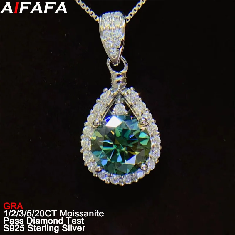 1/2/3/5/20 Carat White Green Moissanite Pendant Necklace High Quality Moissanita Lab Diamond 925 Sterling Silver Luxury Jewelry