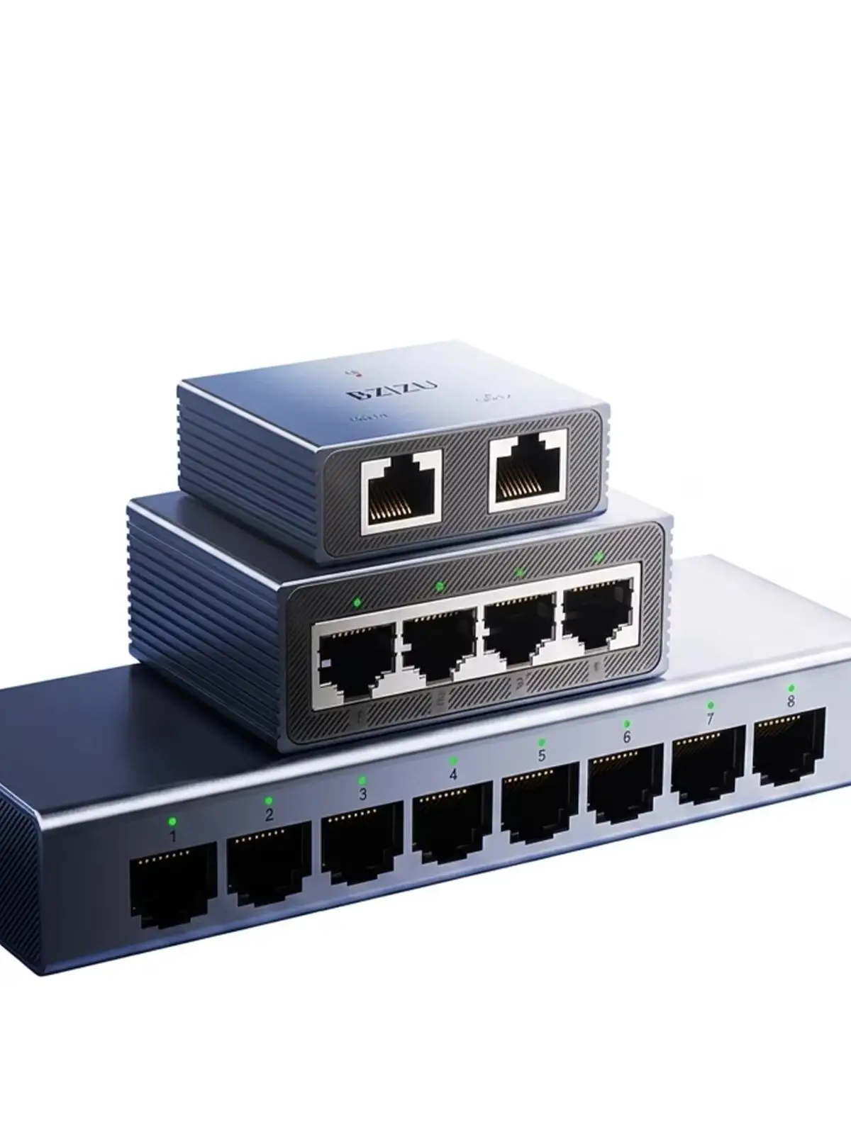 Przełącznik Ethernet BZIZU, niezarządzany przełącznik sieciowy Gigabit, Plug and Play, rozdzielacz LAN, obudowa ze stopu aluminium, zasilany przez USB-C — zdjęcie produktu 7