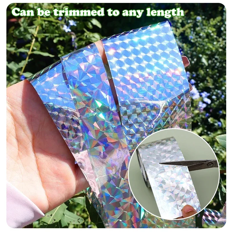 50m Double Sided Reflective Bird Scare Tape Laser Bird Repellent Tape for Garden Farm Orchard Courtyard Outdoor Bird Repelling