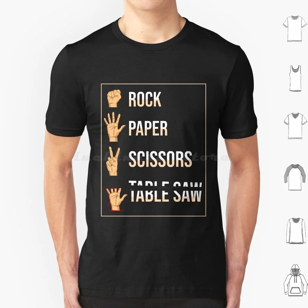 Scissors Stone Table Saw Funny T Shirt Cotton Men Women Diy Print Scissors Paper Table Saw Fingers Caution Carpenter Handyman