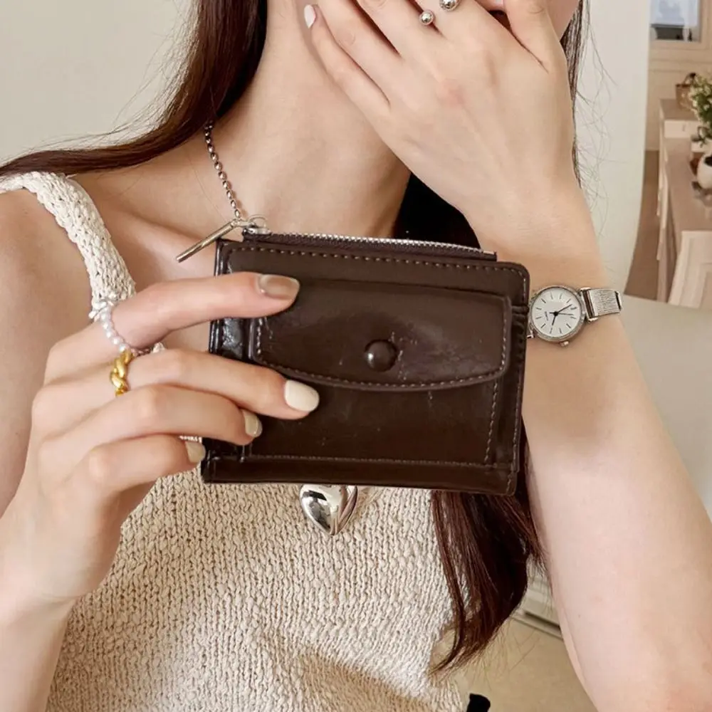 Portable Elegant Women Short Wallet Short Clutch Ultra Thin Coin Pouch Zipper Multi-function Purse Travel