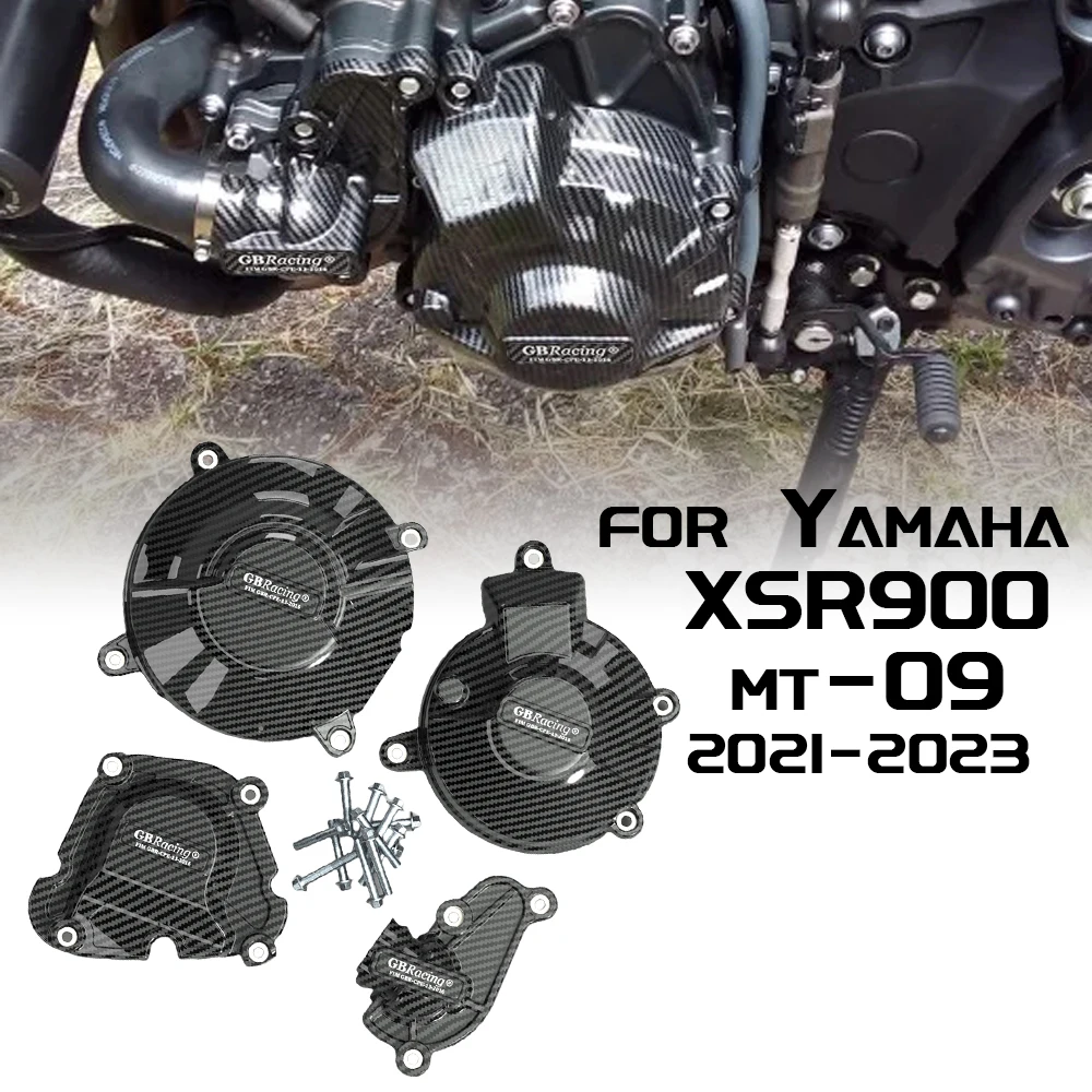 

Motorcycles Engine Protective Cover, Carbon Fiber Printing, Yamaha MT-09, FZ-09, TRACER and SCRAMBLER XSR900 2021-2023