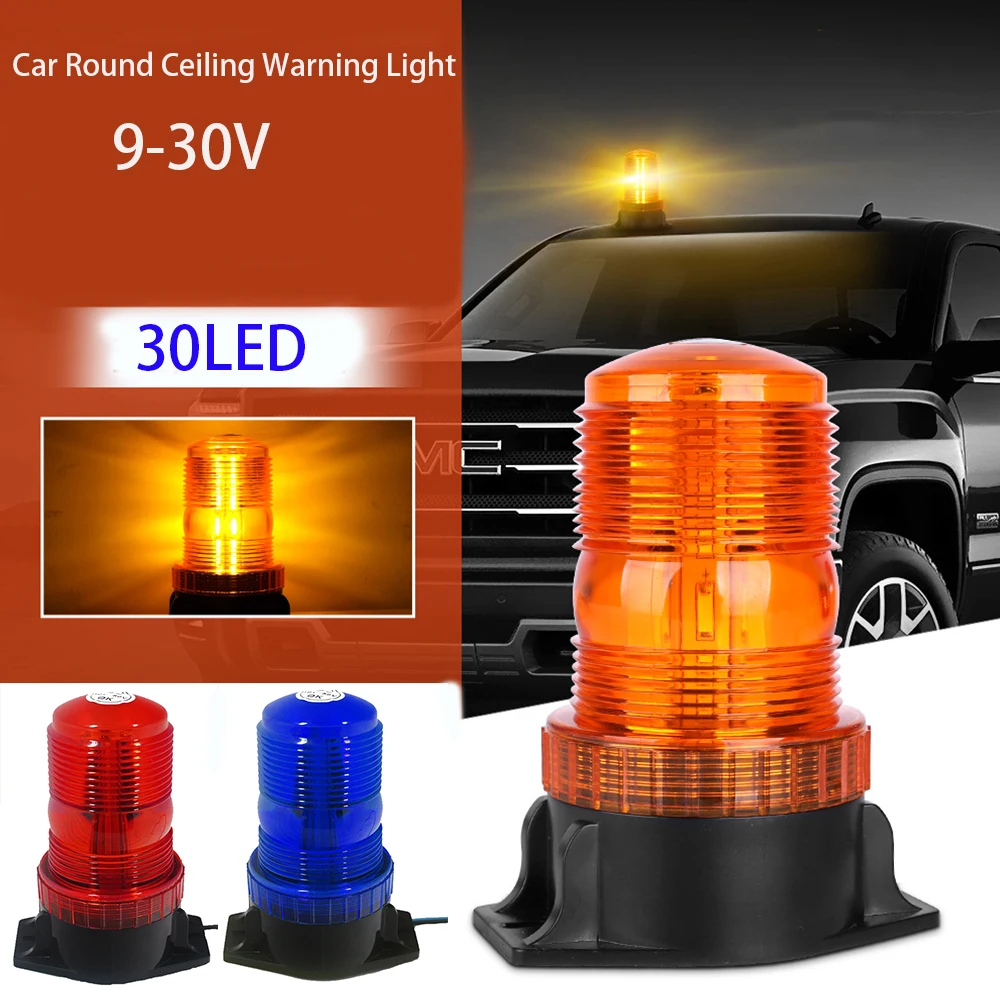 30 LED Strobe Light 12V-24V LED Car Emergency Warning Safety Flashing Beacon Lights for Vehicle Forklift Truck Tractor Golf Cart