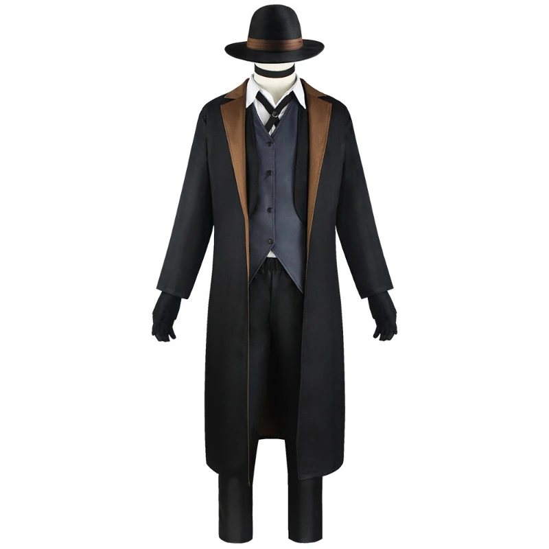 Nakahara Chuuya Cosplay Costumes Include Hat Uniform Trench Coat Pants Big Size Outfits Halloween Party for Comic Con - view 3