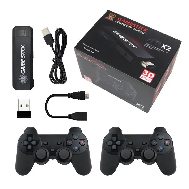 To New Hot Retro Video Game Console For TV 4K HD Output Game Stick 2.4G Wireless Controllers 3D PSP/PS1 40 Simulators 40000