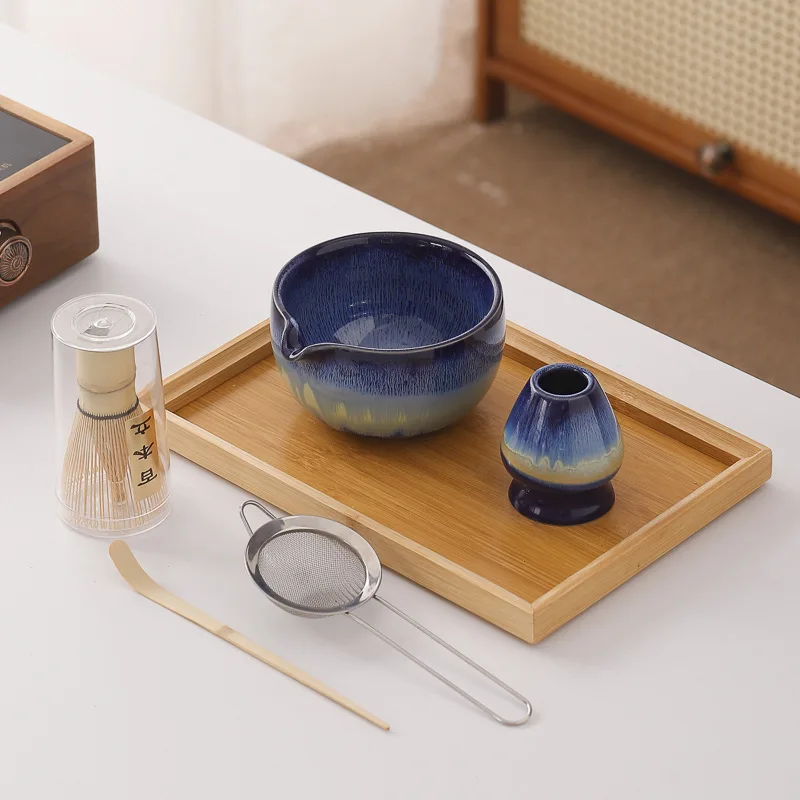 

Brushed kiln Matcha set Ceramic matcha bowl 6-piece set, bamboo matcha brush, Baiben Li tool