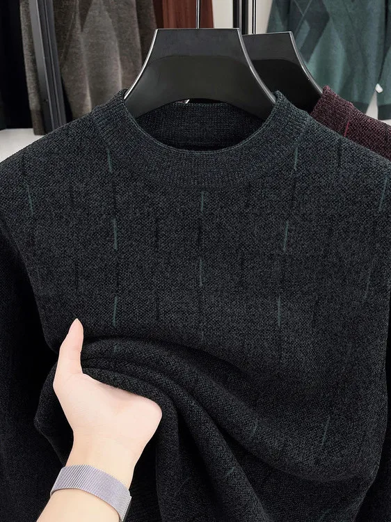 

Мужская круглая теплая трикотажная одежда Ne Fce Lined Thi Long Sve, осень-зима, новая одежда для папы, мягкая смесь полиэстера Faio...