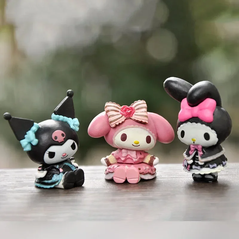 Sanrio Cartoon Figure Mymelody Kuromi Anime Character Mini Toy Doll PVC Action Figure Model Children's Toy Birthday Holiday Gift