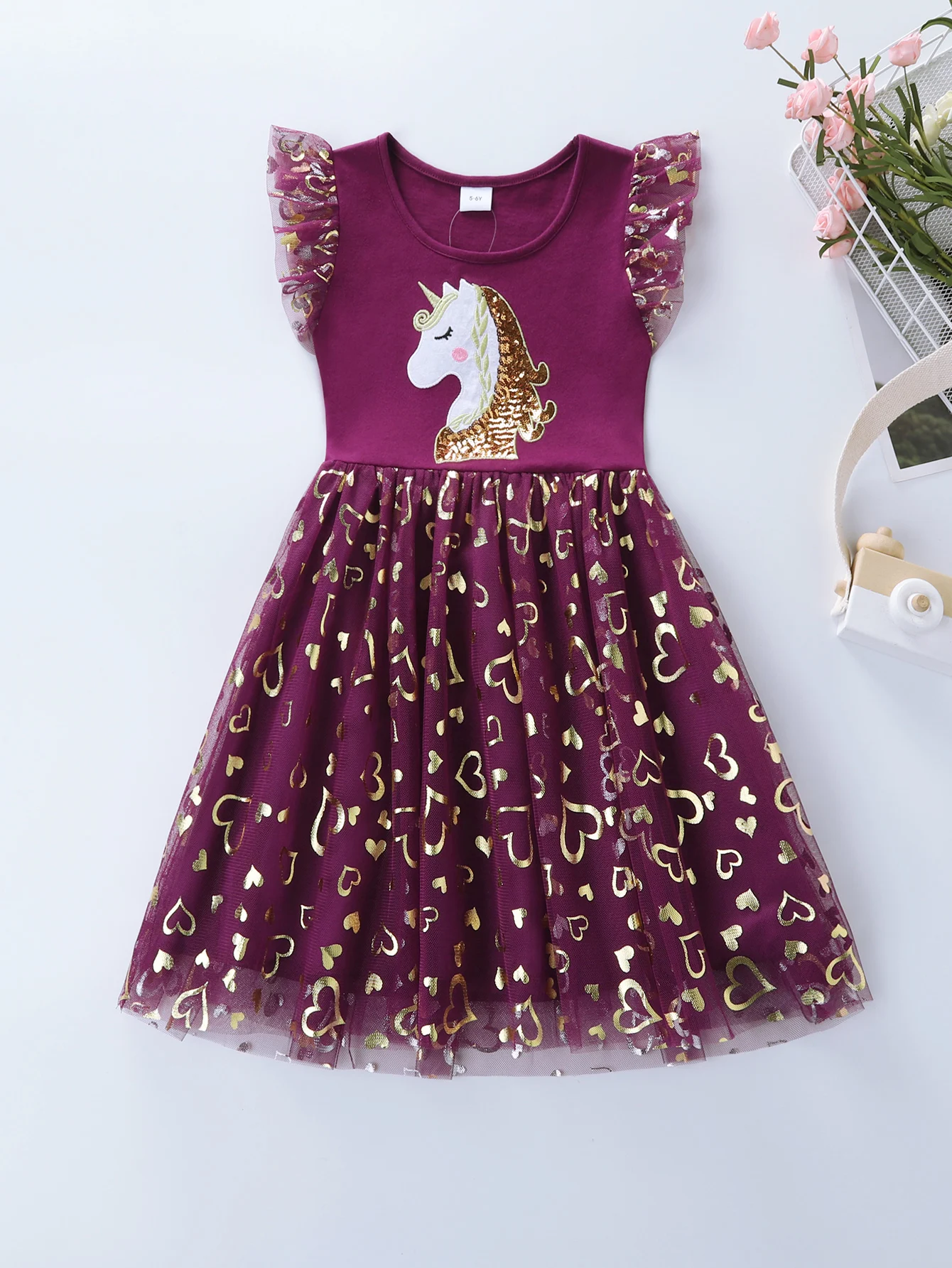 Einhorn kleid für Mädchen: neues ärmelloses besticktes Party kleid für Kinder im Frühjahr/Sommer sh1696 – Detail 23