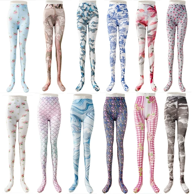 

2025 Spring & Autumn Women's Printed Tights Fashion Versatile Flower Leopard Print Butterfly Print Stockings Anti-Pilling