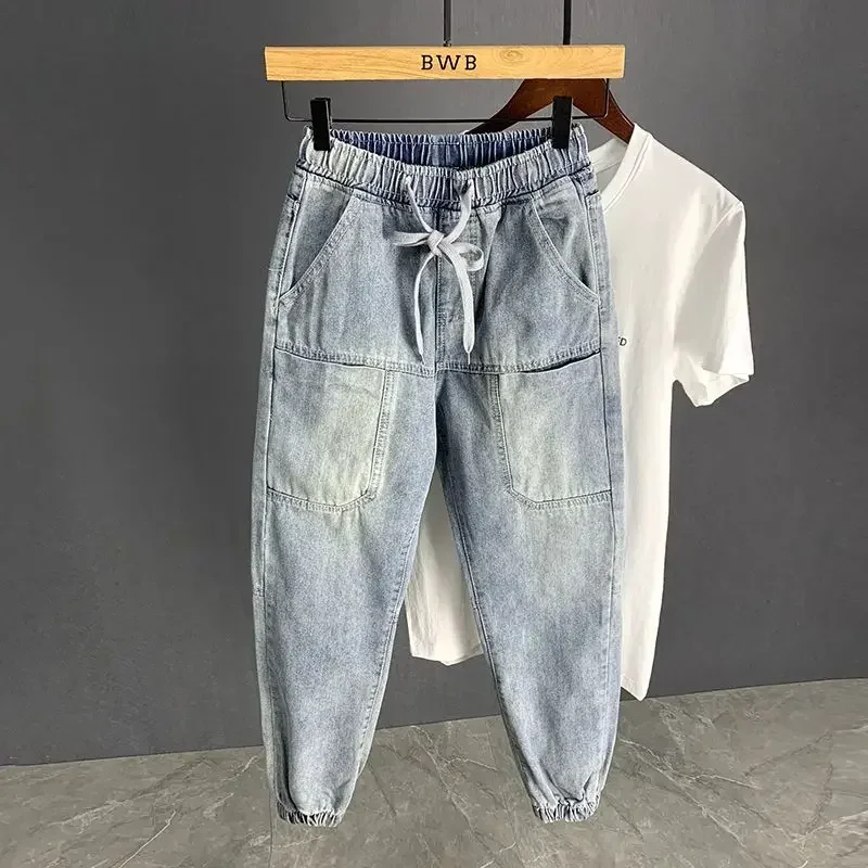 

Jeans For Men Casual Harem Trousers Cargo Cropped Tapered Male Cowboy Pants Korean Style Original Korean Fashion Xs 2024 New In