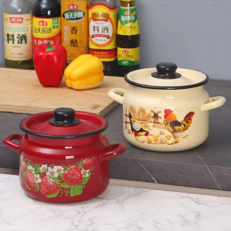 Enamel Milk Bucket, Oil Storage Tank, Household Kitchen Utensil, Boiling Milk, Stewing Soup Pot