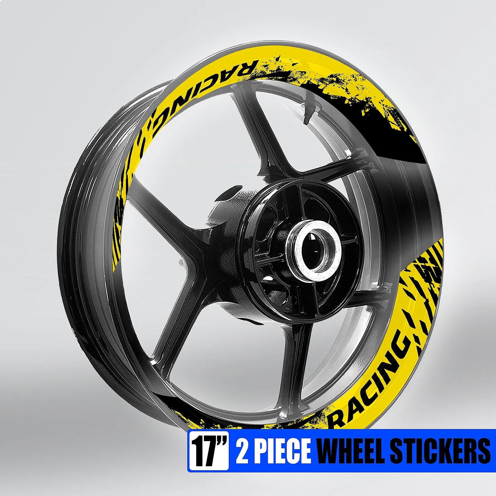 S08B Yellow 2-Piece Rim Decals Wheel Stickers For YZF-R1S 2016 2017 2018