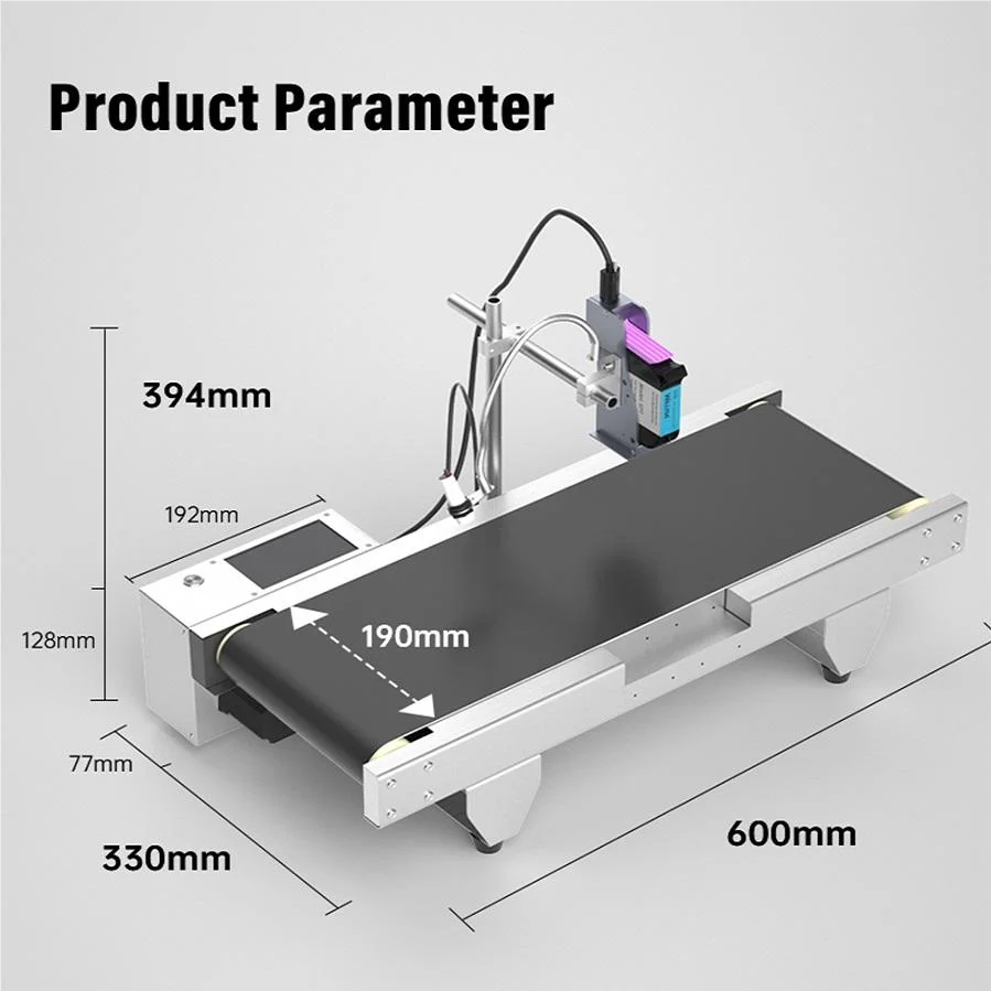 Desktop Touch Screen Batch Coding Tij Inkjet Printer with Small Conveyor for Expiration Date Mark Codes for Carton Bottles