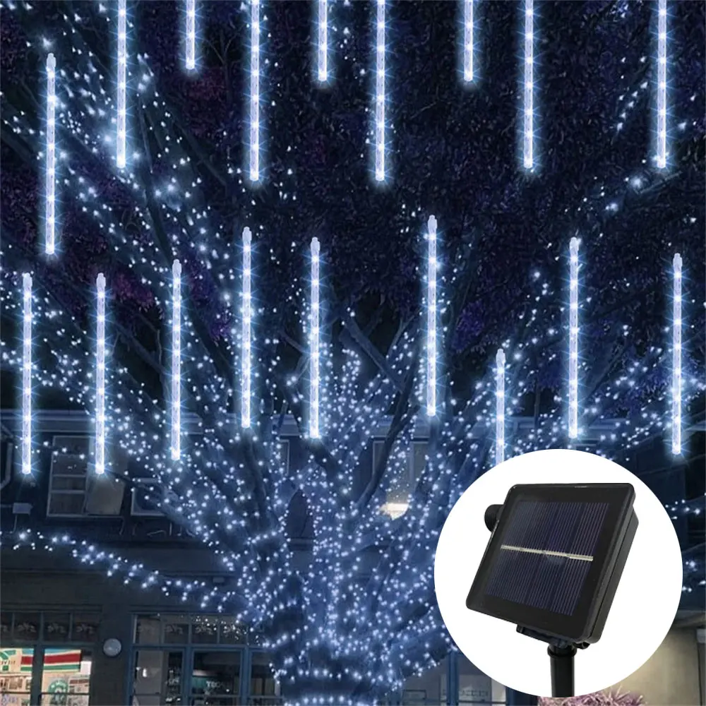 ソーラー LED 流星群ストリングライト防水カラフルな屋外超高輝度滝ライトぶら下げツリーランニングライト
