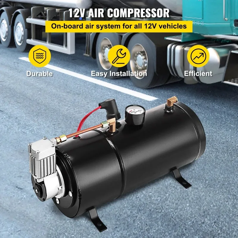 Air Horn Compressor Tank Pump 0.8 Gallon Tank Air Compressorfor 120PSI 12V Portable Air Compressor Pump for Truck on Board