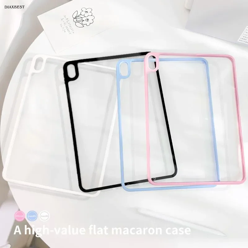Solid Color Border Clear Back Cover For iPad Pro 13 11th M5 M4 12.9 A16 10 8 7 9th 10th For Ipad Air 11 M2 M3 Mini Tablet Case