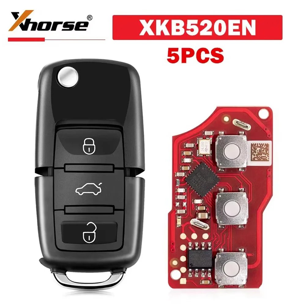 5pcs/lot Xhorse XKB520EN Second Generation Replaced of XKB501EN Wire Remote Key for VW B5 Flip 3 Buttons Supports Wireless Progr