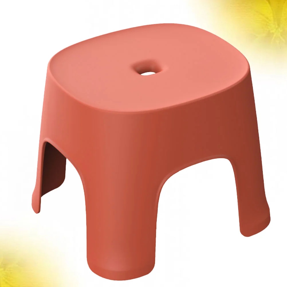 1PC Multi-use Plastic Stool Anti-slip Low Stool Shoes Wearing Stool Bathroom Small Stool for Home (Red)
