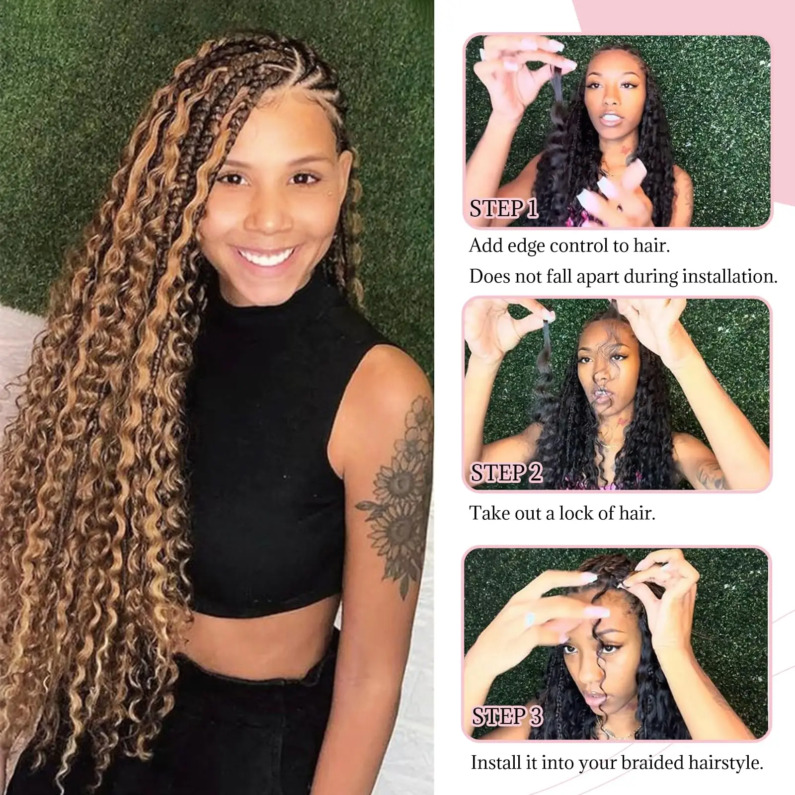 Human Braiding Hair Brazilian Human Hair Bundles For Braiding Highlight Ombre Color Deep Wave Bulk Human Hair Bundles No Weft