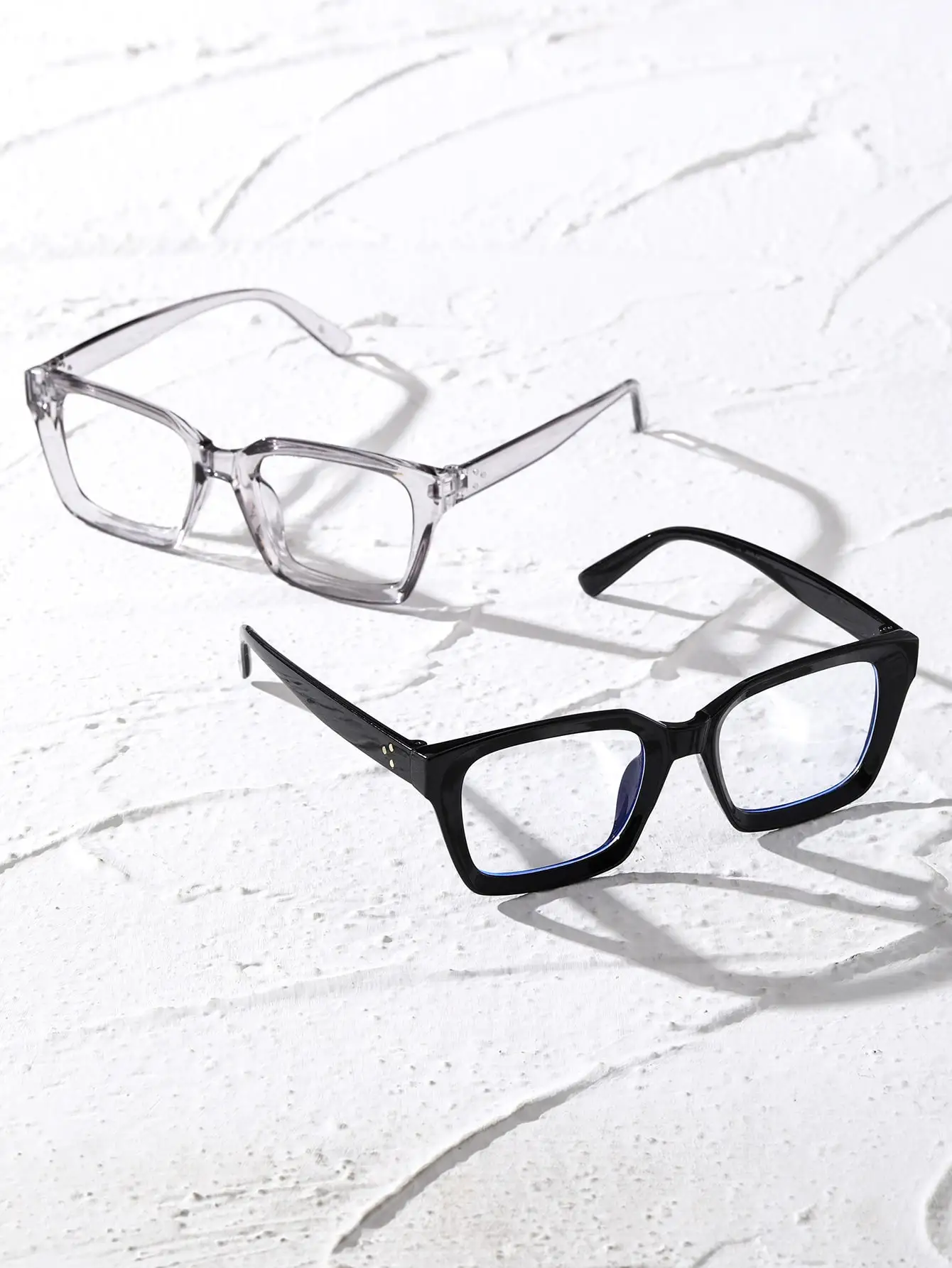 2 Pcs Plastic Geometric Frame Fashion Academic Style Clear Glasses Protection Daily Accessories image 3