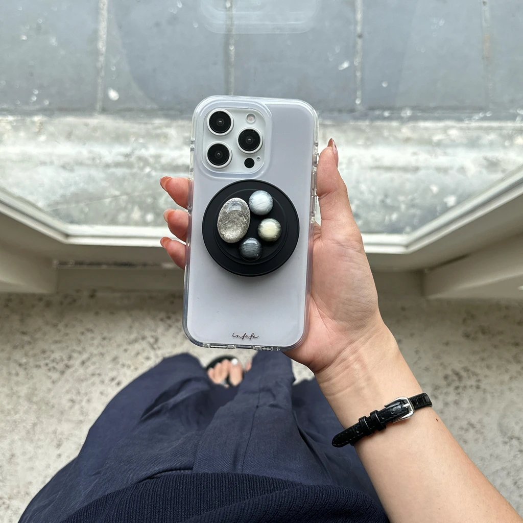 

Ретро усовершенствованный серый стереоскопический драгоценный камень с держателем, чехол для телефона с магнитной беспроводной зарядкой для iPhone 16, 15, 14, 13 Pro Max