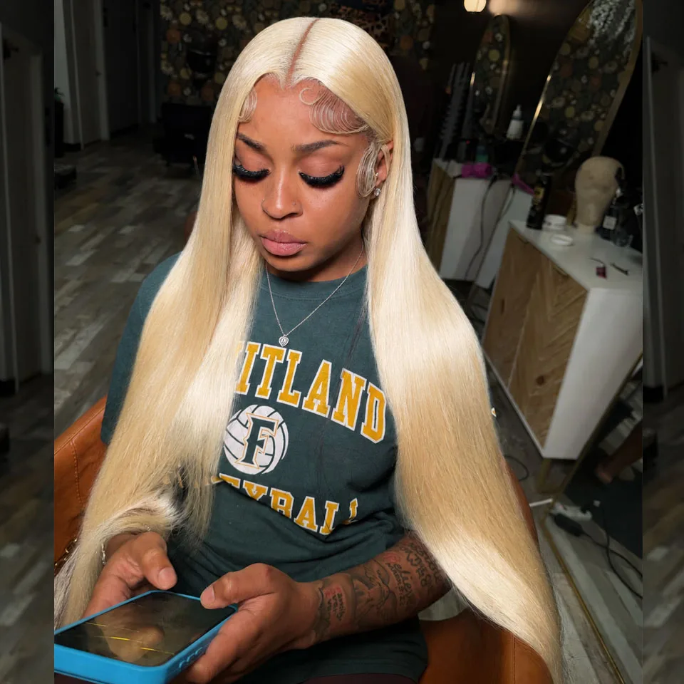 40inch 13x6 HD Bone Straight 613 Blonde Lace Front Human Hair Wigs Brazilian Honey Blonde Color Lace Frontal Wigs For Women