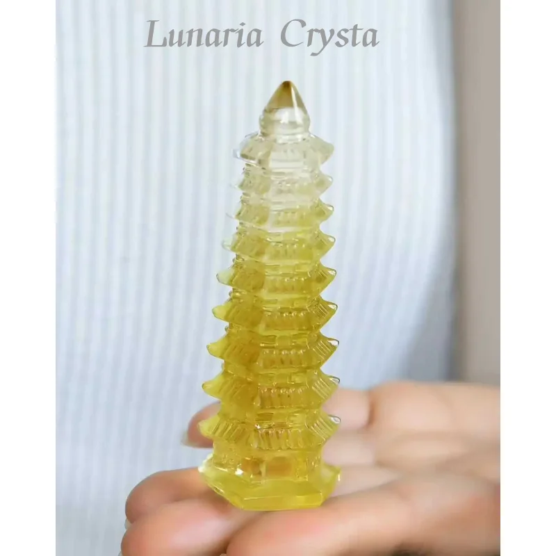 

Nine-Story Feng Shui Tower with Natural Yellow Crystal for Good Fortune and Success in Exams