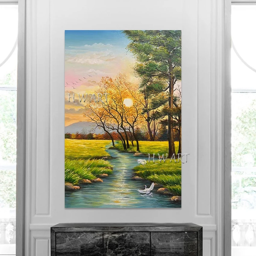 High Quality, Abstract Beautiful Art, Natural Landscape Textured Wall Canvas Roll, Frameless, 3D Picture, Plant Oil Paintings