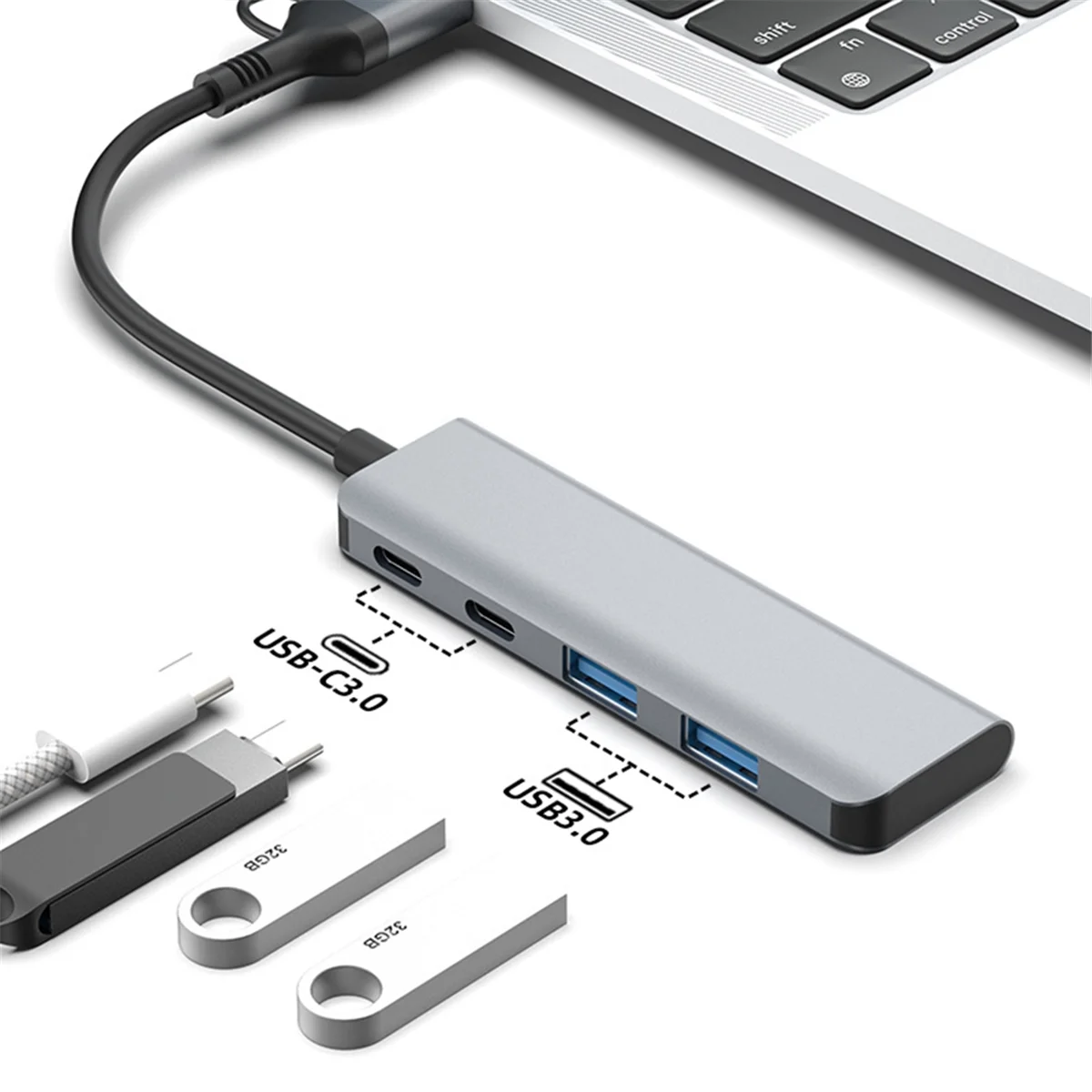 슈퍼 핫 듀얼 포트 USB 3.0 허브 확장 도크 타입-C에서 4포트 허브로