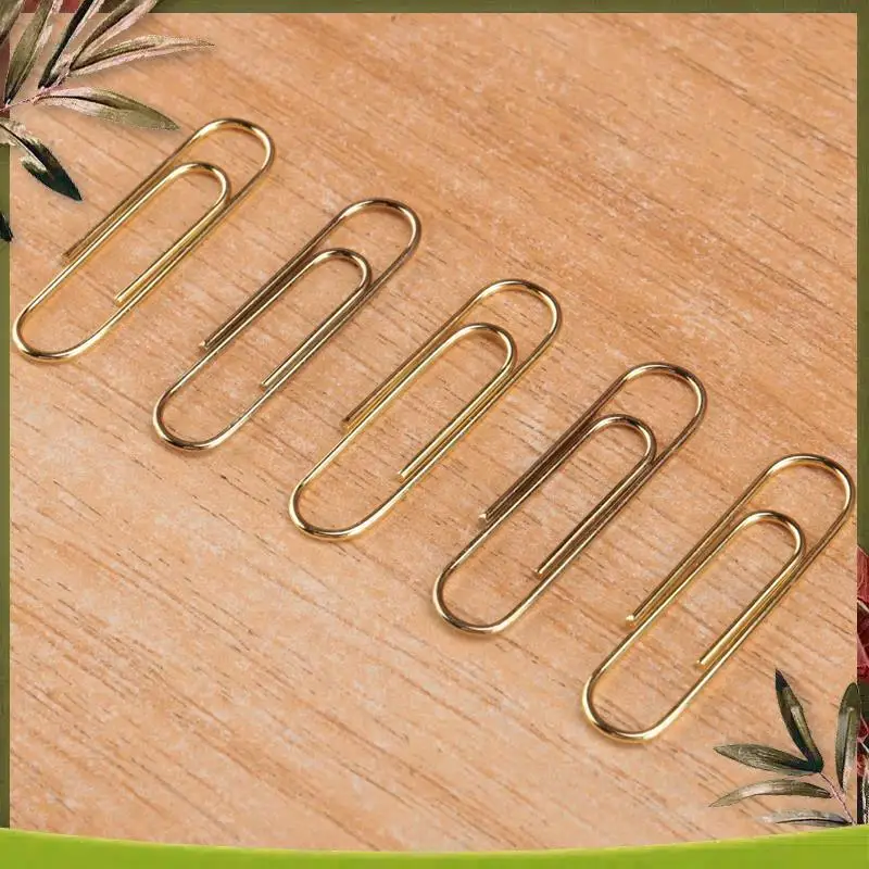 New-Gold Paper Clips In Elegant Magnetic Marble White Clip Holder, 28Mm, 100 Clips Per Box