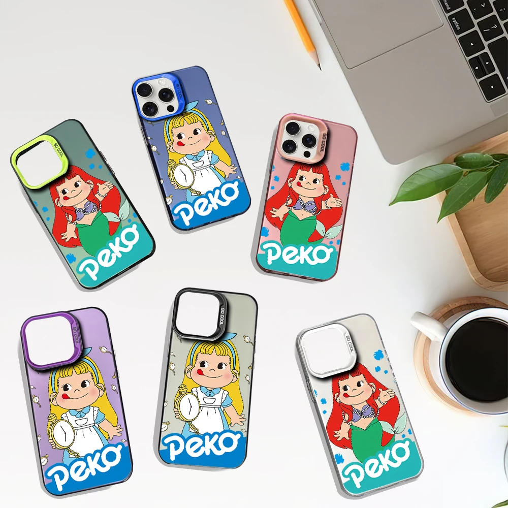 MINISO F-Fujiya Milky Peko Chan Phone Case for iPhone 12 11 13 14 15 16 Max Pro Plus IMD Shockproof Silicone Coque