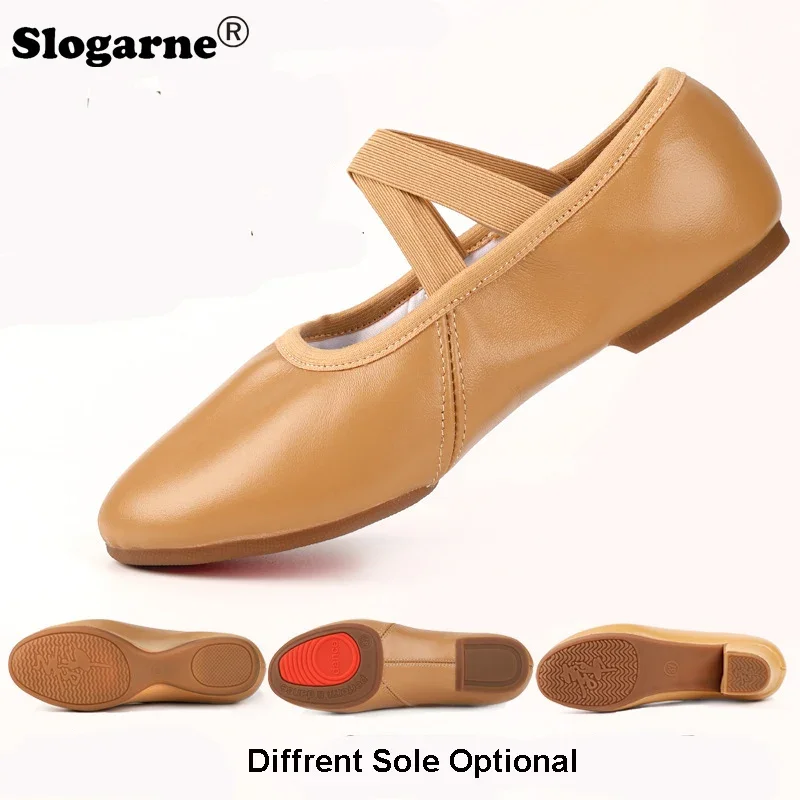 Genuine Leather Soft Ballet Shoes Women Real Leather Ballet Dance Shoes Girls Yoga Train Latin Jazz Waltz Ballroom Dance Shoes