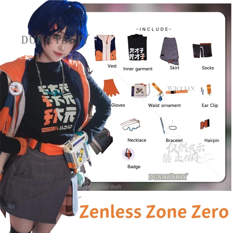 

Костюм для косплея из игры Zenless Zone Zero Belle, модное женское платье, Карнавальная Униформа на Хэллоуин, одежда из аниме, Короткие парики Belle Cos