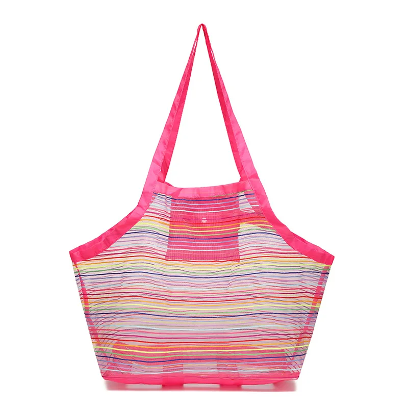 Colorful Mesh Beach Bag Extra Large Beach Bags and Handbag Backpack for Holding Towels Outdoor Beach Toys Organizer Totes