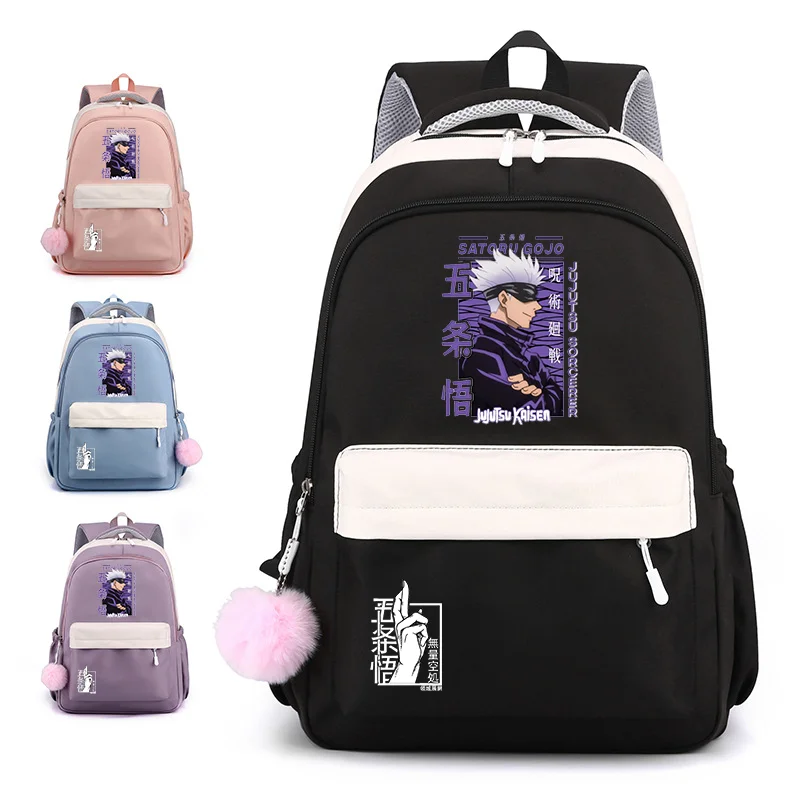 Popular anime satoru gojo padrão mochila nova casual rua anime mochila satoru gojo legal mochila escola saco