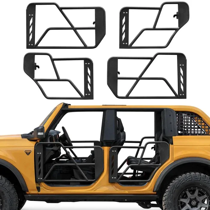 

Beast Style Bronco Steel Tubular Tube Doors Half Doors With Side View Mirror for 2021-2023 Bronco 4 Doors
