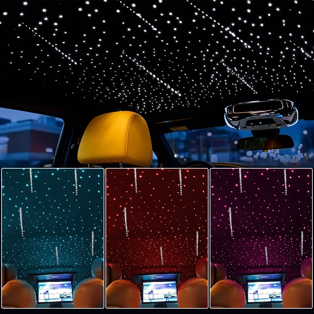 Led Star Roof Starlight Headliner RGB Remote Control Fiber Optic Lamp APP Voice 16W Twinkle Starry Sky Car Star Ceiling Light